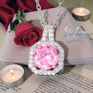 Sterling Silver Pink Pendant Necklace